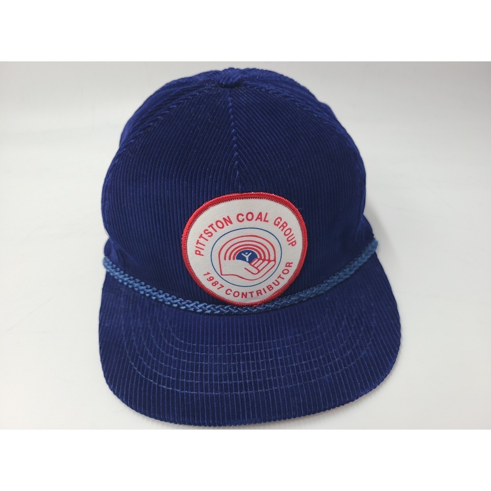 Vintage Pittston Coal Group 1987 Contributor Corduroy Rope Snapback Hat Cap Blue